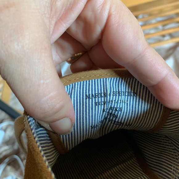 Marks & Spencer Honey Brown Suede Lace-Up Sneakers Coastal Preppy size 7 Unisex - Picture 5 of 6